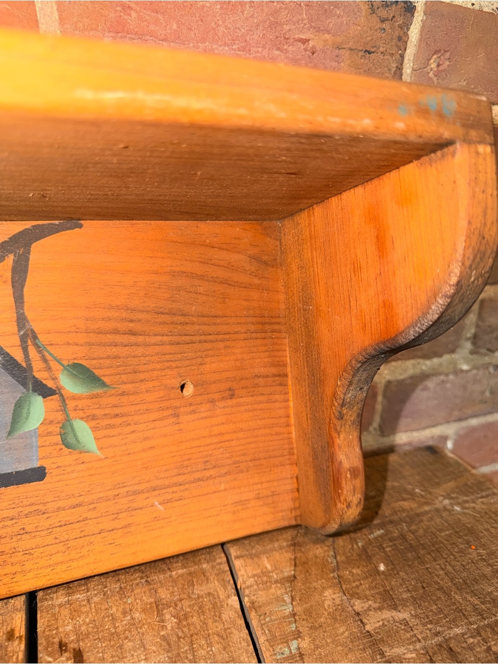 Wood Wall Shelf Hanging with Painted Birdhouses Art Folk Display Rustic - Picture 5 of 10